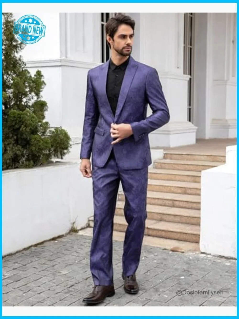Paisley Pattern Dress Suit Set Elegant One Button Blazer Pants Wedding Party